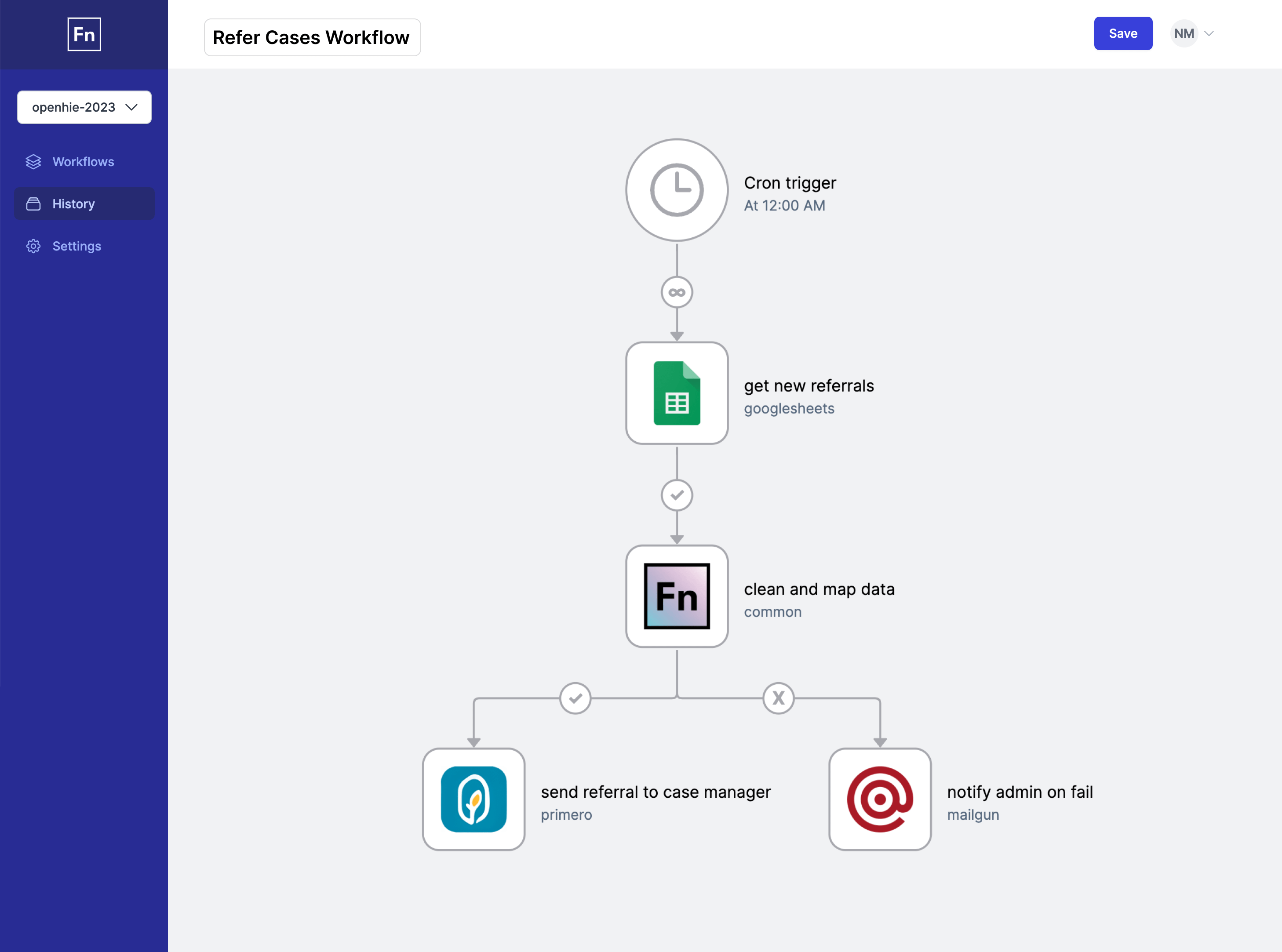 Build workflows visually